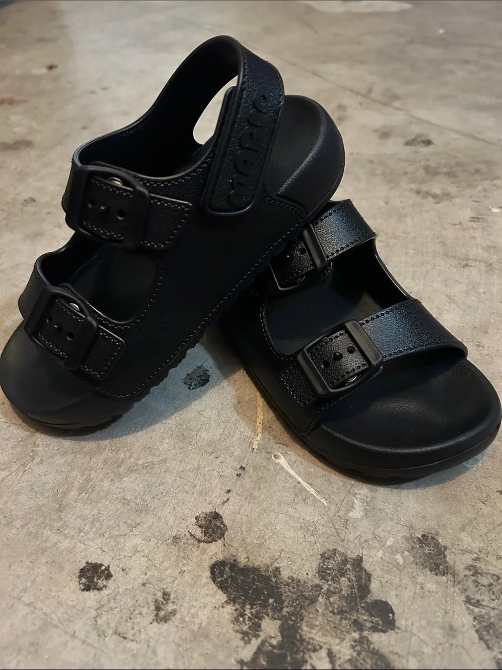 Kids Mario Black Adjustable Buckle Sandals. Velcro back. Brand new.